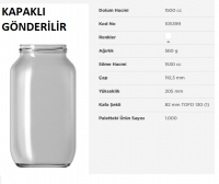 CAM KAVANOZLAR 1.5 LT CAM KAVANOZ 1 KOLİSİ 20 ADETLİDİR 1500 cc kavanoz , 1.50 lt kavanoz